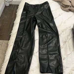 Zara straight leg leather pants! Size medium!!! Worn once! Perfect condition